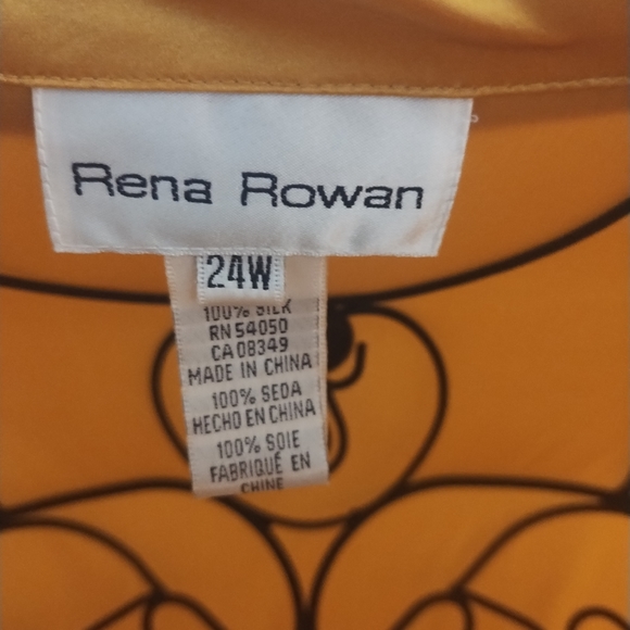 Rena Rowan 100% Silk Gold Button Down Classic Women's Blouse Size 24 - Picture 2 of 6